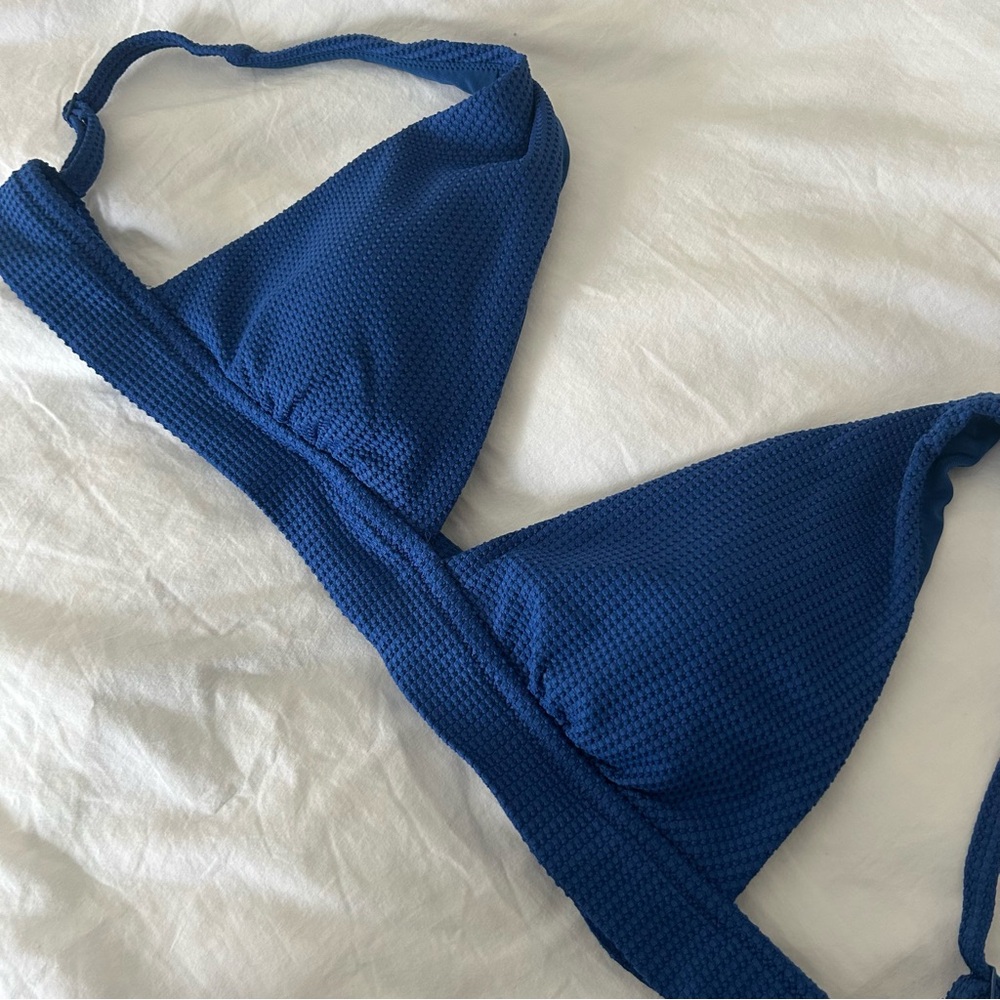 Aerie Bikini Top Triangle Blue Large Tie Back